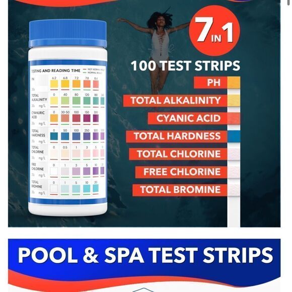 NIB New! Pool and Spa Test Strips 7 in 1 Quick Super Accurate 100 count - Picture 5 of 12